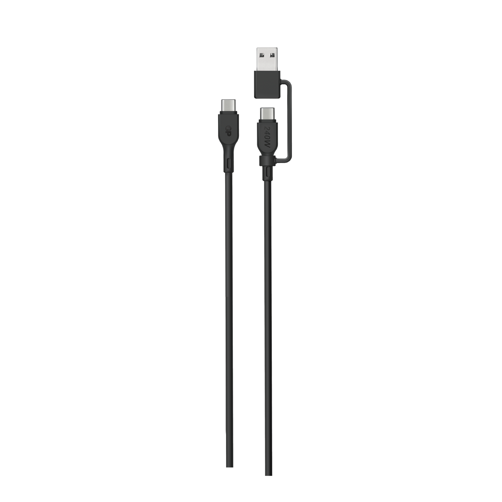 GP 1.5 metre 2-in-1 USB-C / USB-A to USB-C 240W Charge & Sync Cable CCBV