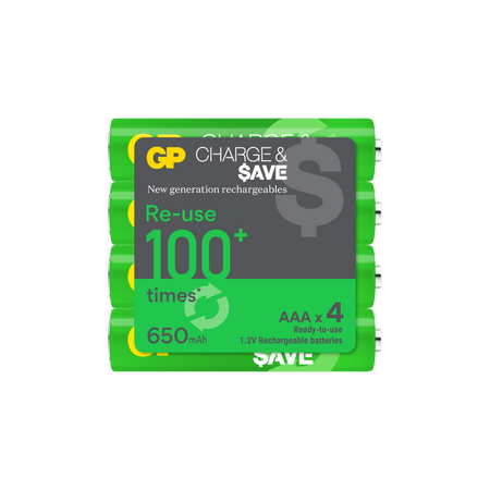 GP Charge & $ave NiMH 650mAh AAA battery 4's