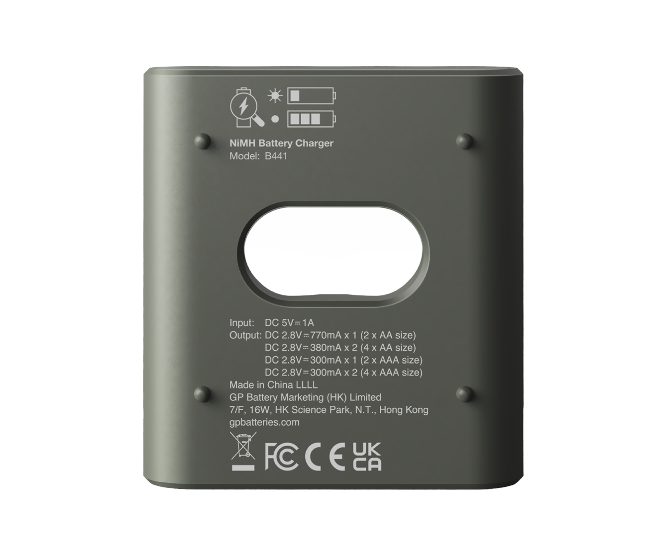 GP Recyko 4-slot NiMH USB-Charger B441 with 2100mAh AA NiMH batteries x 4's