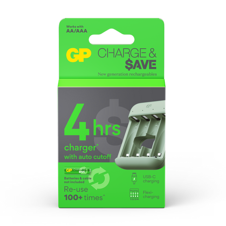 GP Charge & $ave 4-slot E422 NiMH Battery Charger