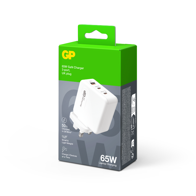 GP 65W GaN Charger 3-ports USB-C & USB-A