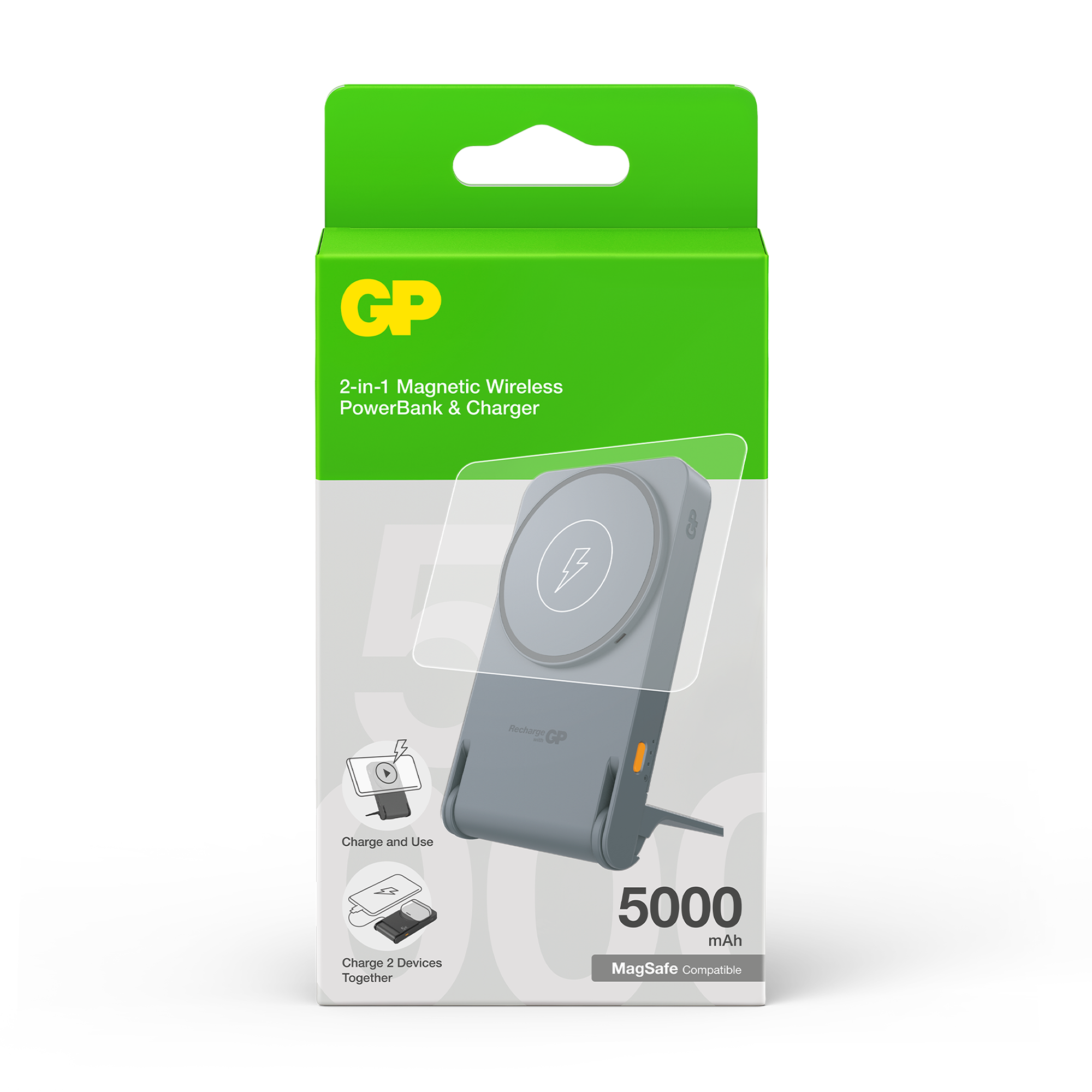 GP Magnetic Safe 2-in-1 Wireless PowerBank 5000mAh