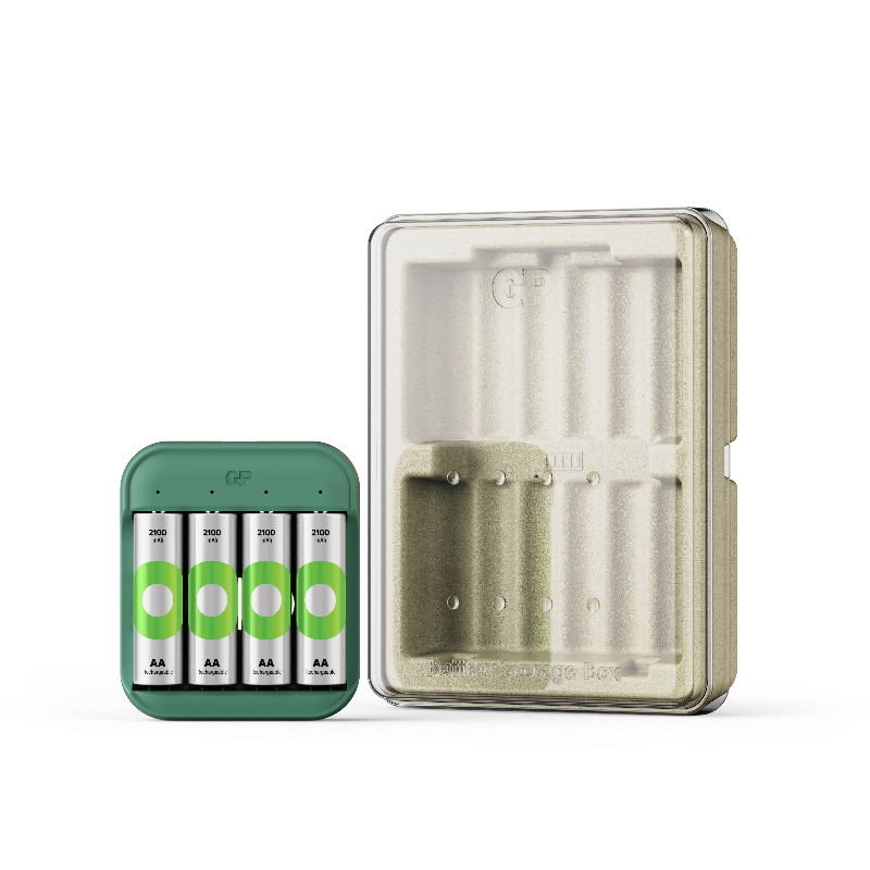 GP Recyko rechargeable battery starter kit – Includes Charger (B423) + 4 Pre-charged AA 2,100mAh Batteries (Bundle with a  battery storage box)