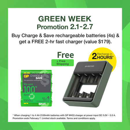 GP Charge & $ave NiMH 1300mAh AA battery 4's