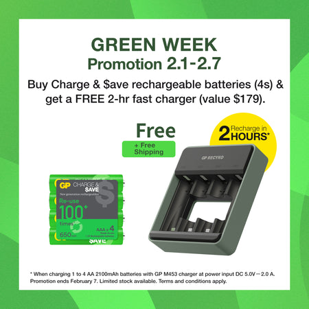 GP Charge & $ave NiMH 650mAh AAA battery 4's